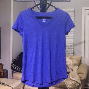 Mossimo Heathered Medium Blue Basic V Neck